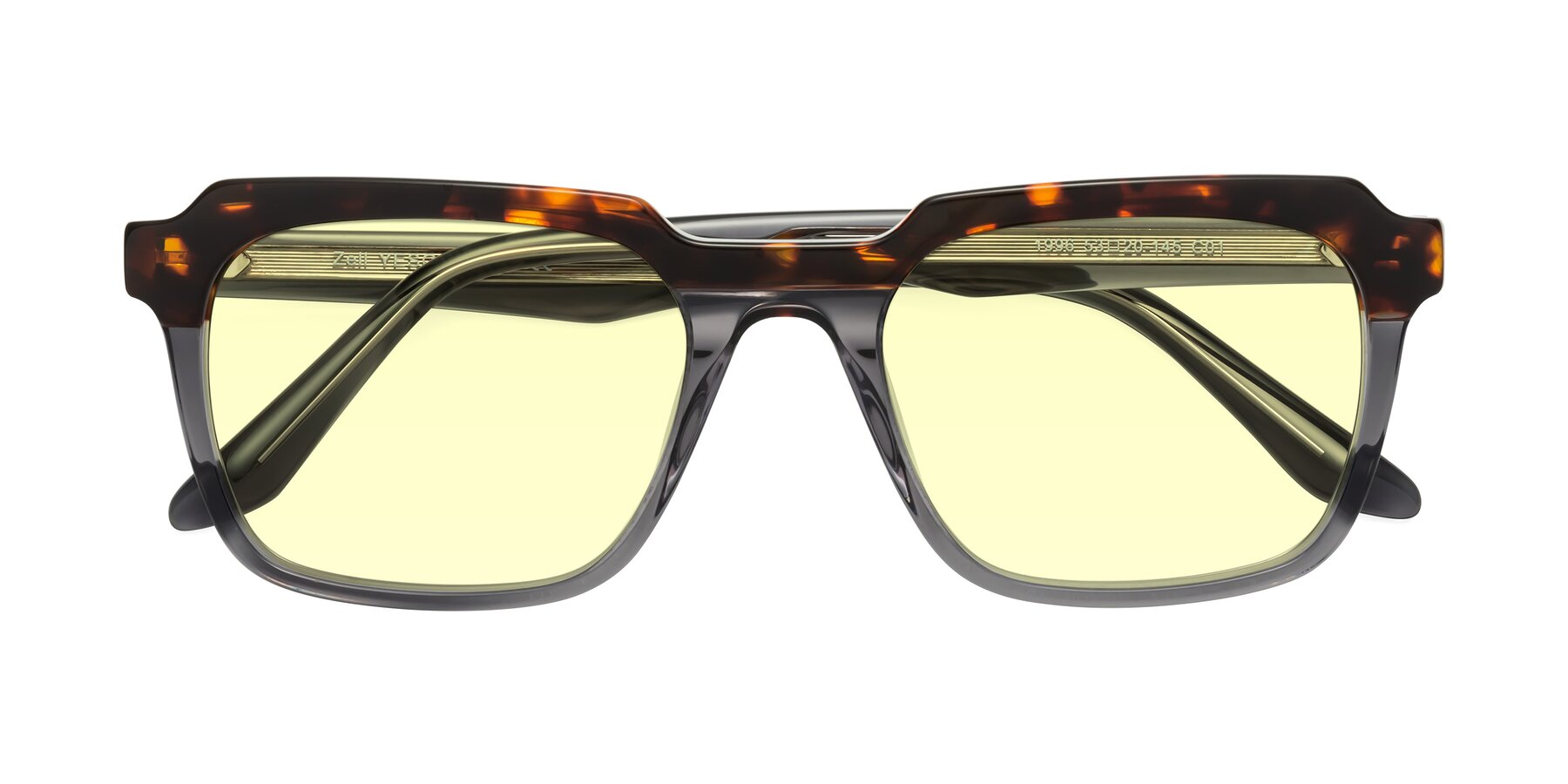 Folded Front of Zell in Tortoise/Gray with Light Yellow Tinted Lenses