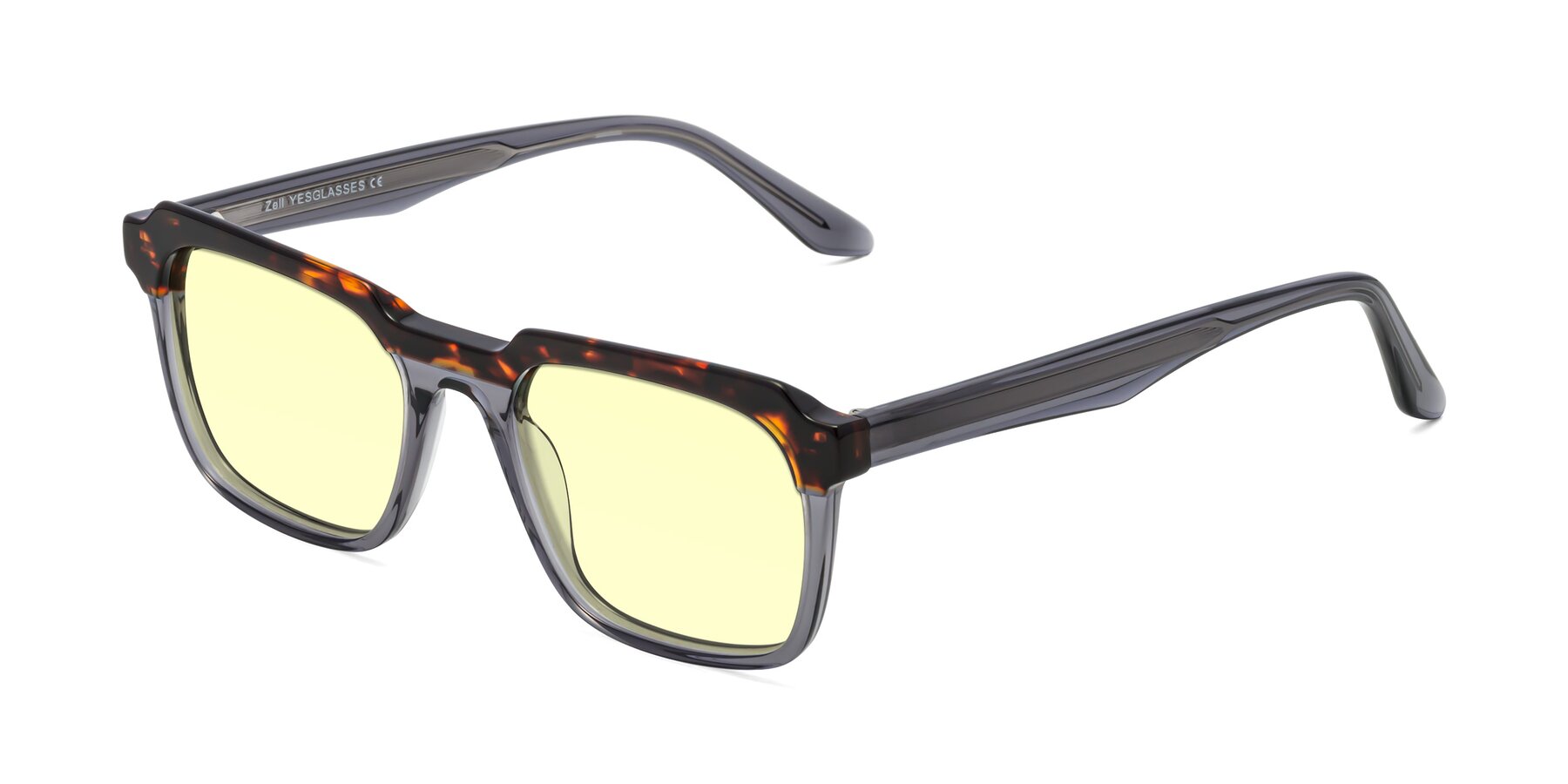 Angle of Zell in Tortoise/Gray with Light Yellow Tinted Lenses