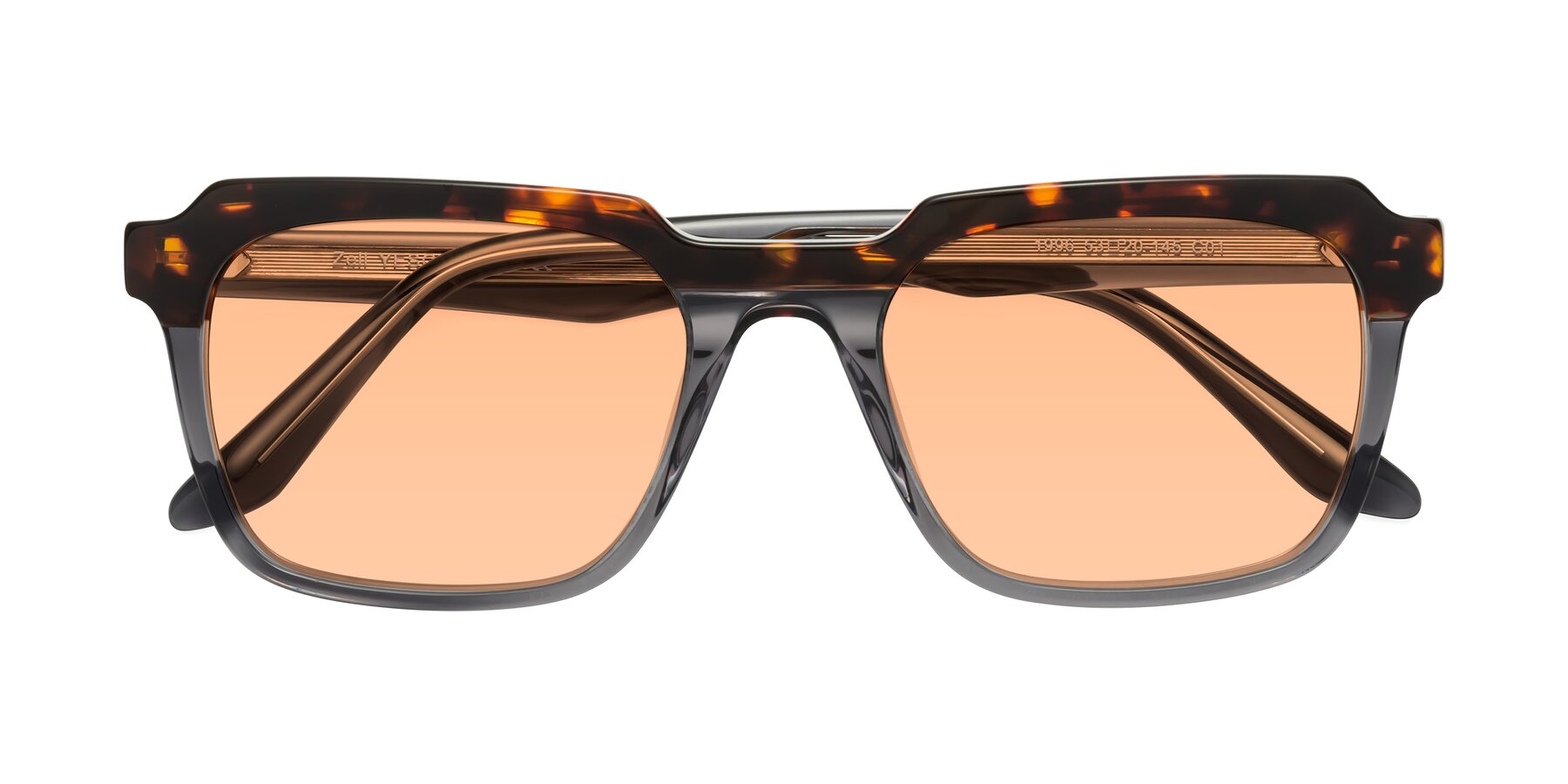 Folded Front of Zell in Tortoise/Gray with Light Orange Tinted Lenses