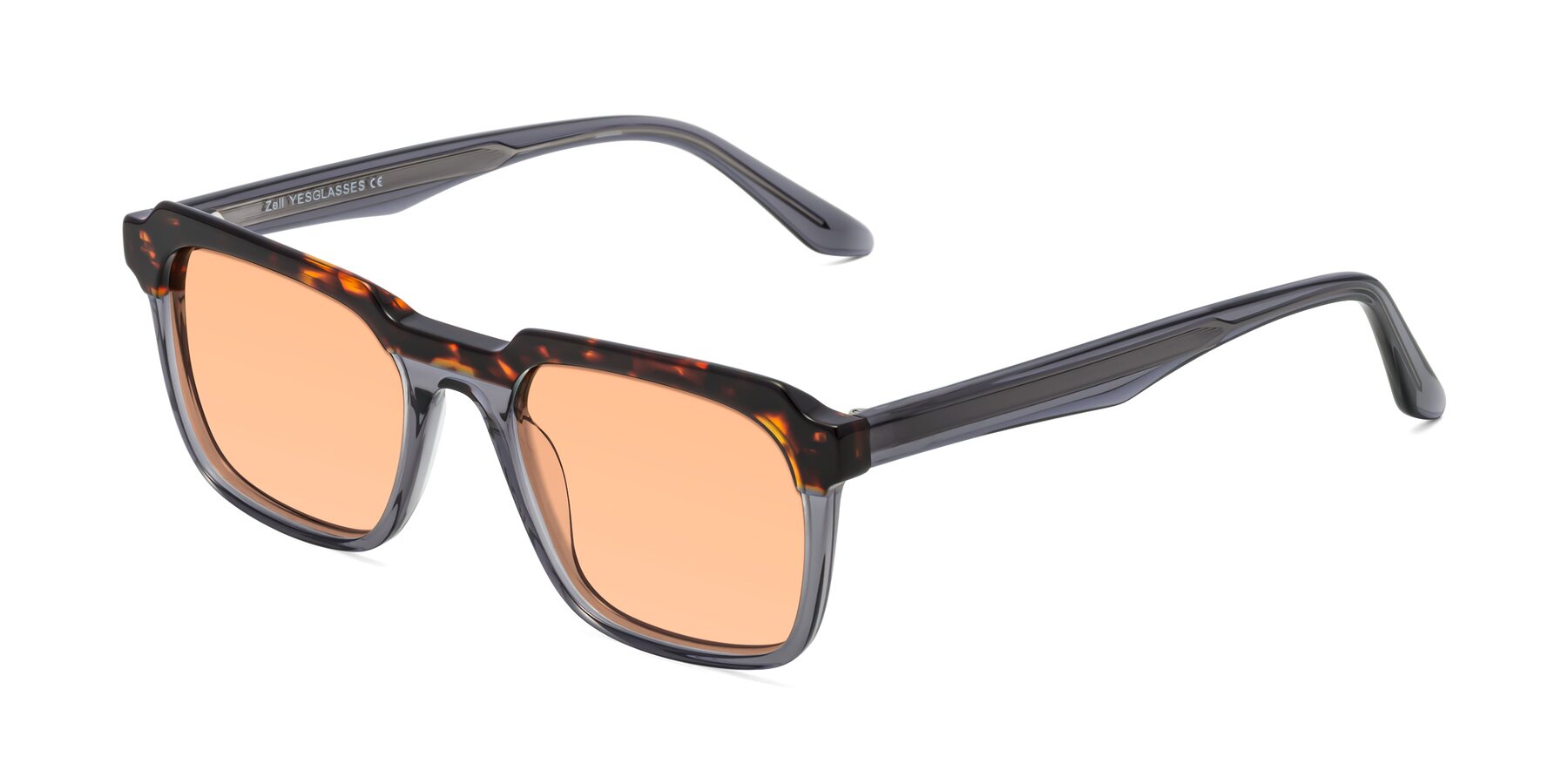 Angle of Zell in Tortoise/Gray with Light Orange Tinted Lenses