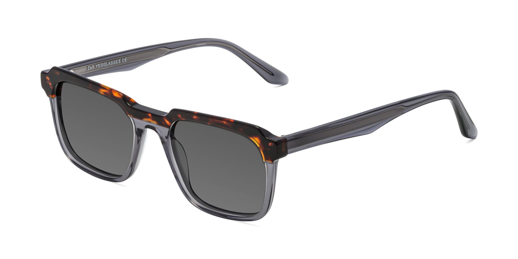 Angle of Zell in Tortoise/Gray with Medium Gray Tinted Lenses