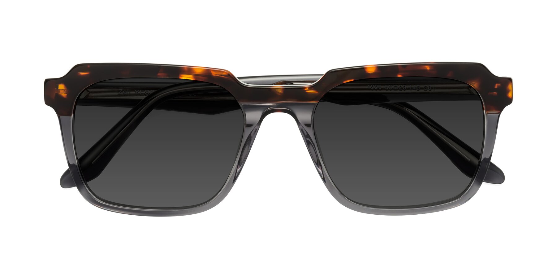 Folded Front of Zell in Tortoise/Gray with Gray Tinted Lenses