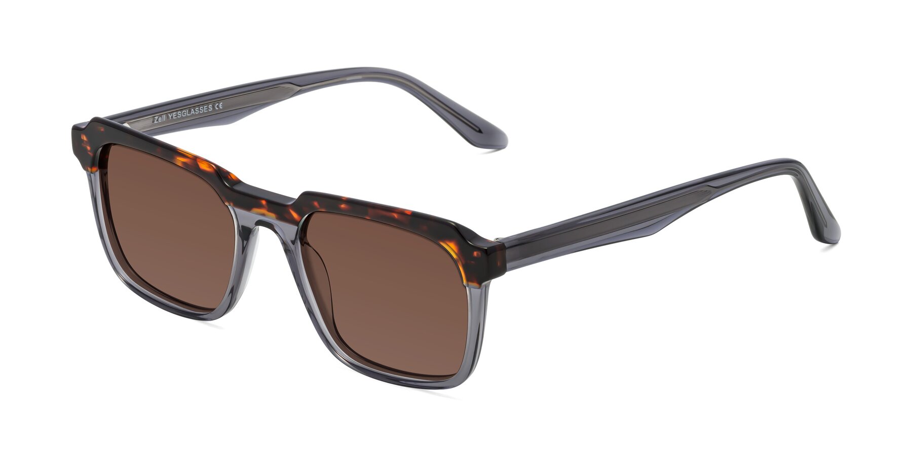 Angle of Zell in Tortoise/Gray with Brown Tinted Lenses