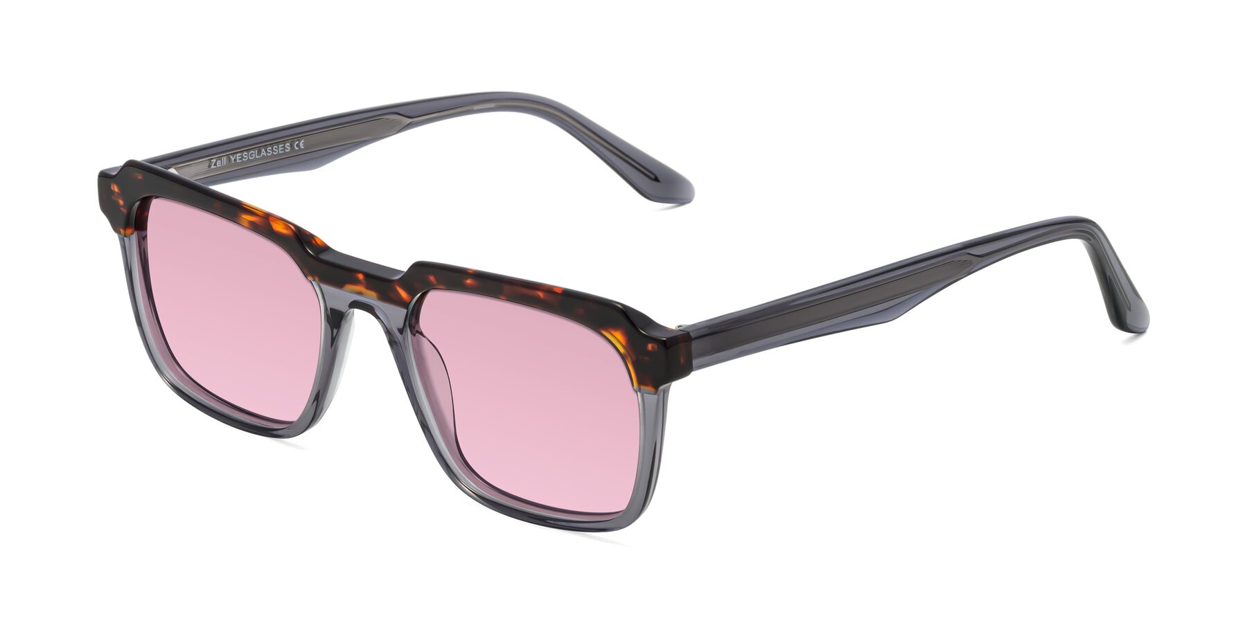 Angle of Zell in Tortoise/Gray with Light Wine Tinted Lenses