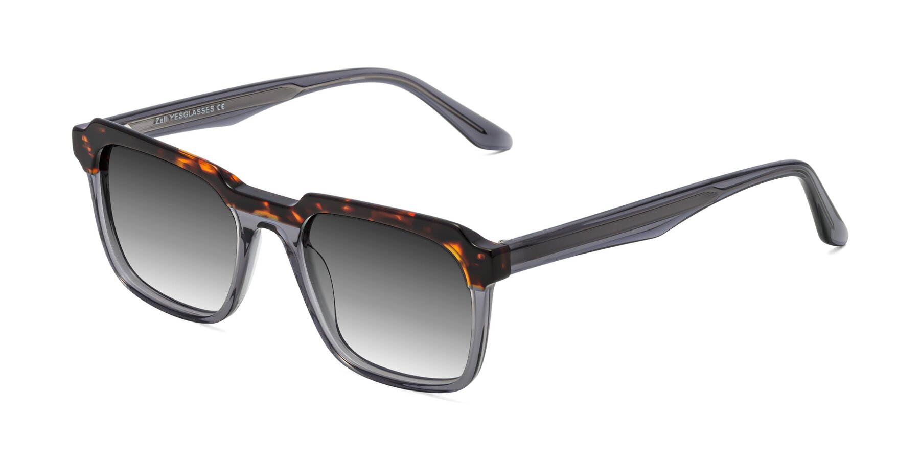 Angle of Zell in Tortoise/Gray with Gray Gradient Lenses