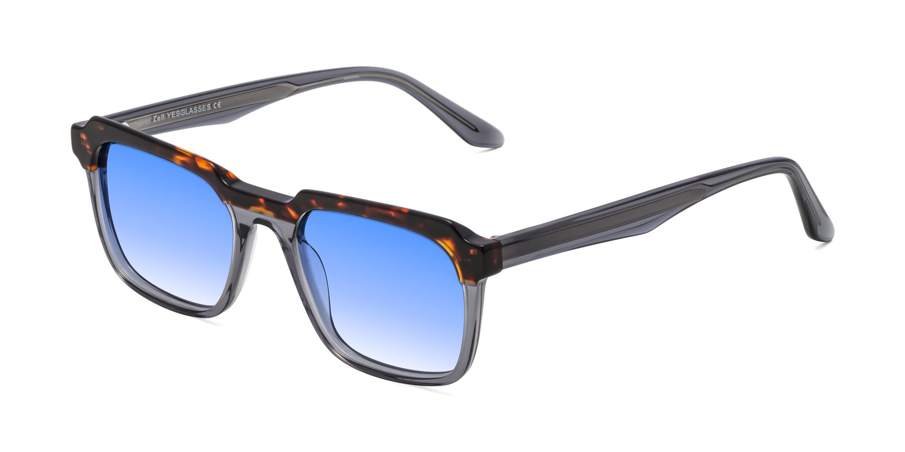 Angle of Zell in Tortoise/Gray with Blue Gradient Lenses