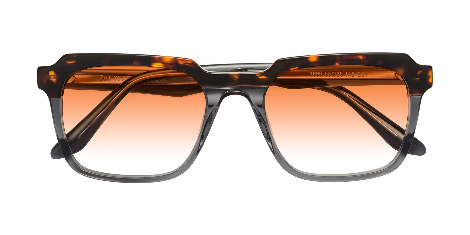 Folded Front of Zell in Tortoise/Gray with Orange Gradient Lenses