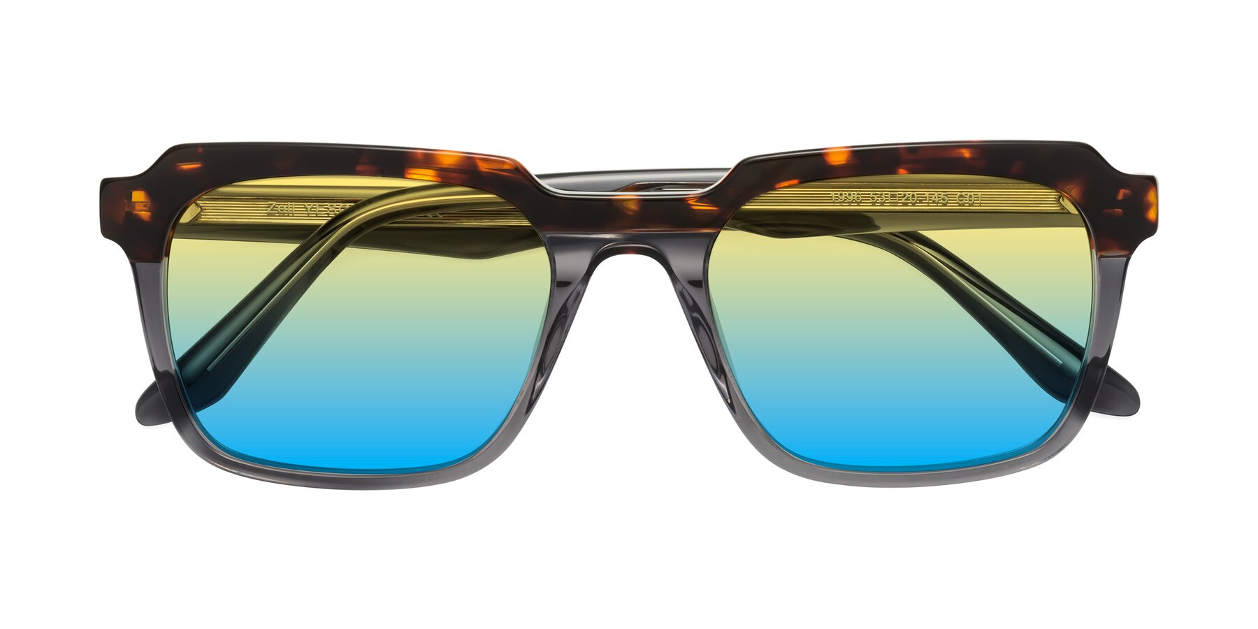 Folded Front of Zell in Tortoise/Gray with Yellow / Blue Gradient Lenses