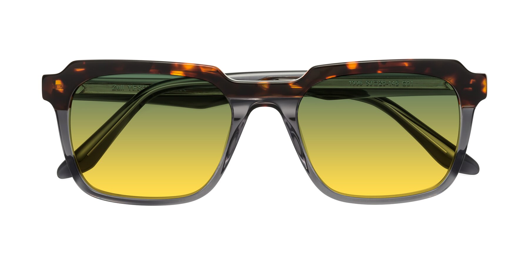 Folded Front of Zell in Tortoise/Gray with Green / Yellow Gradient Lenses