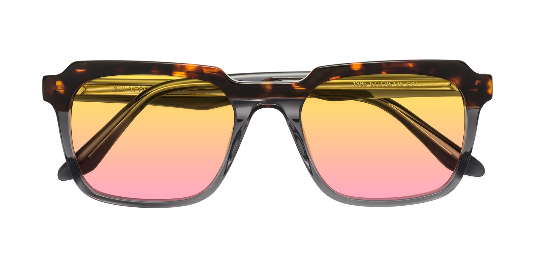 Folded Front of Zell in Tortoise/Gray with Yellow / Pink Gradient Lenses