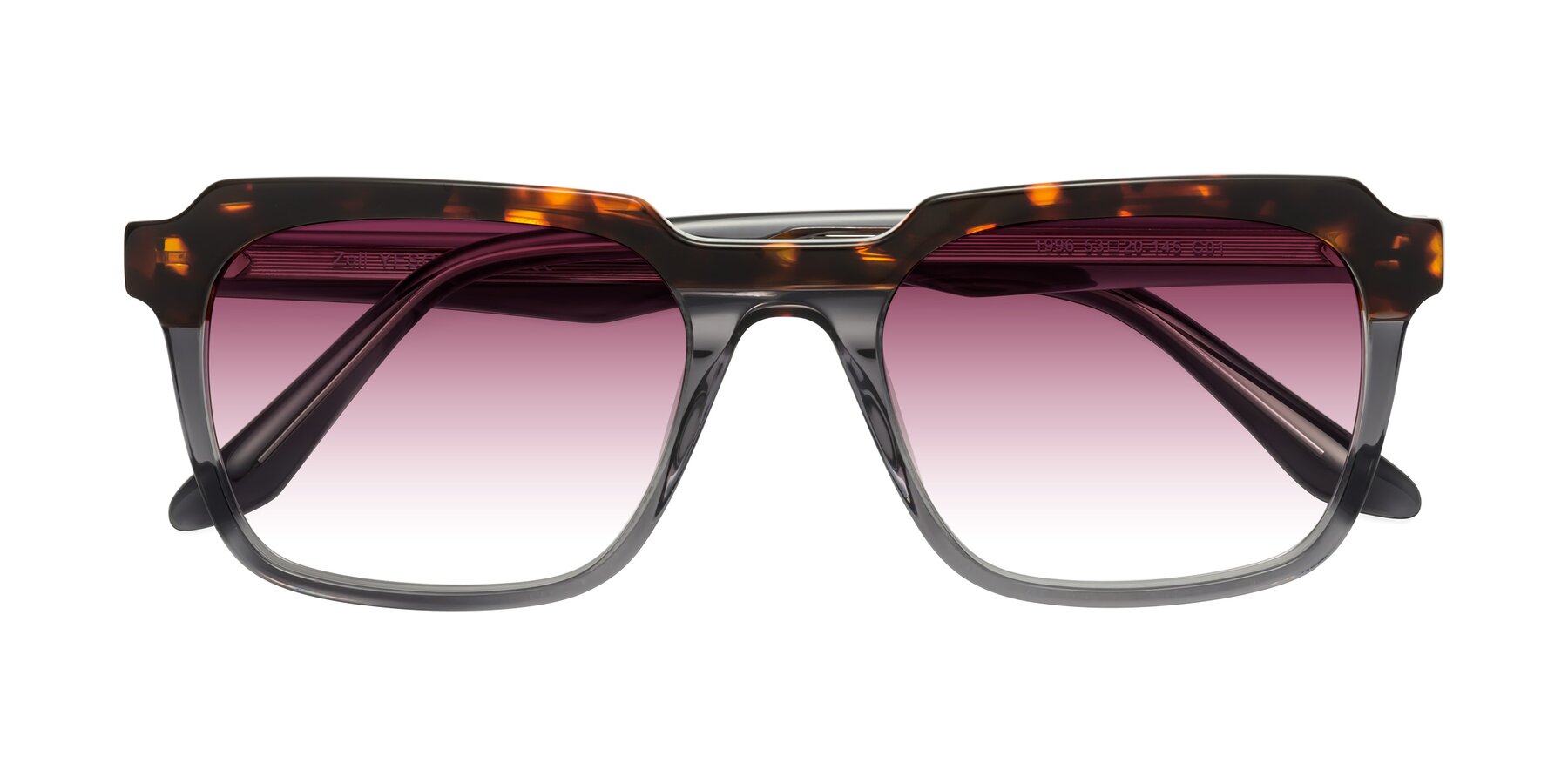 Folded Front of Zell in Tortoise/Gray with Wine Gradient Lenses