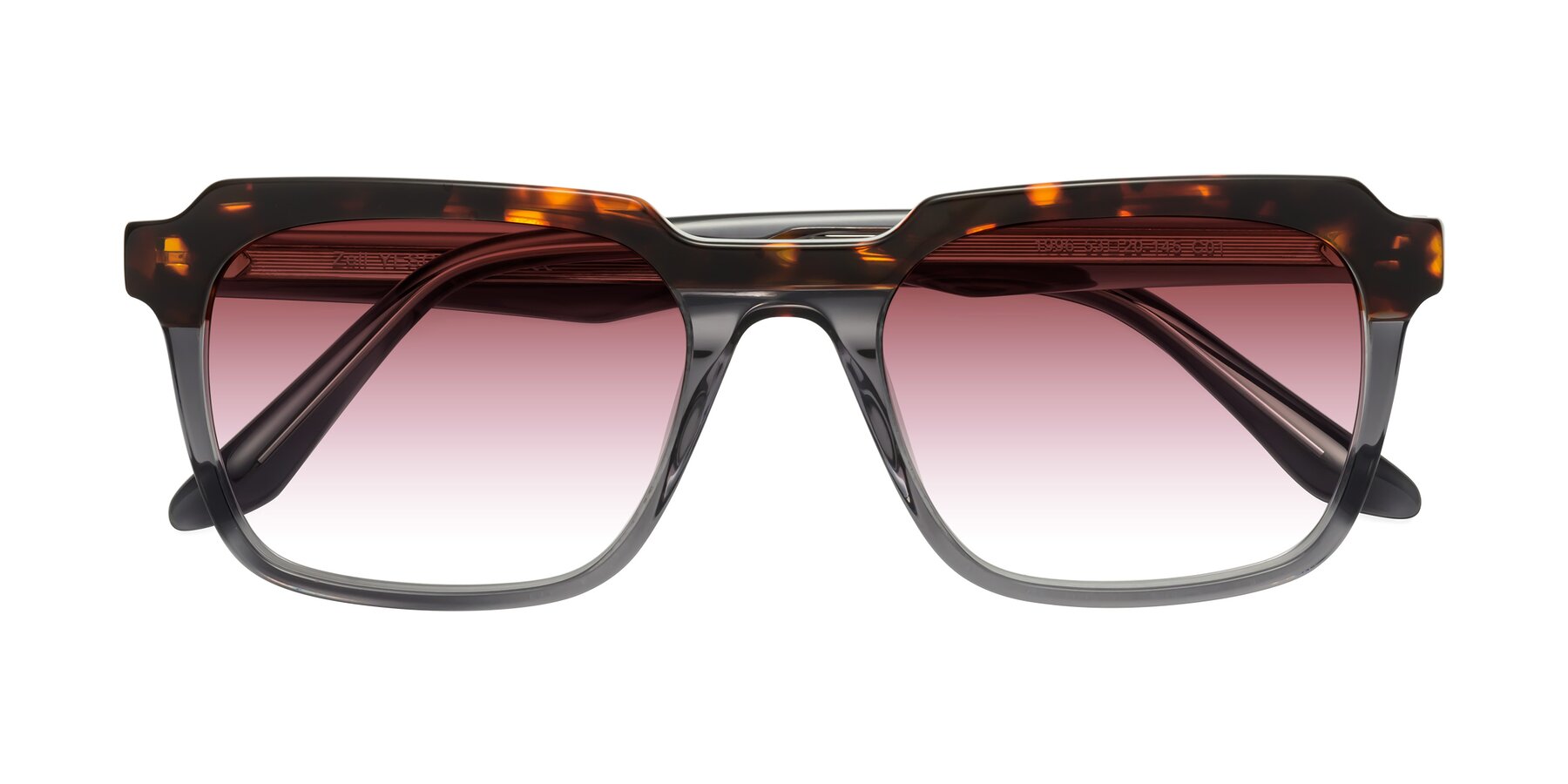 Folded Front of Zell in Tortoise/Gray with Garnet Gradient Lenses