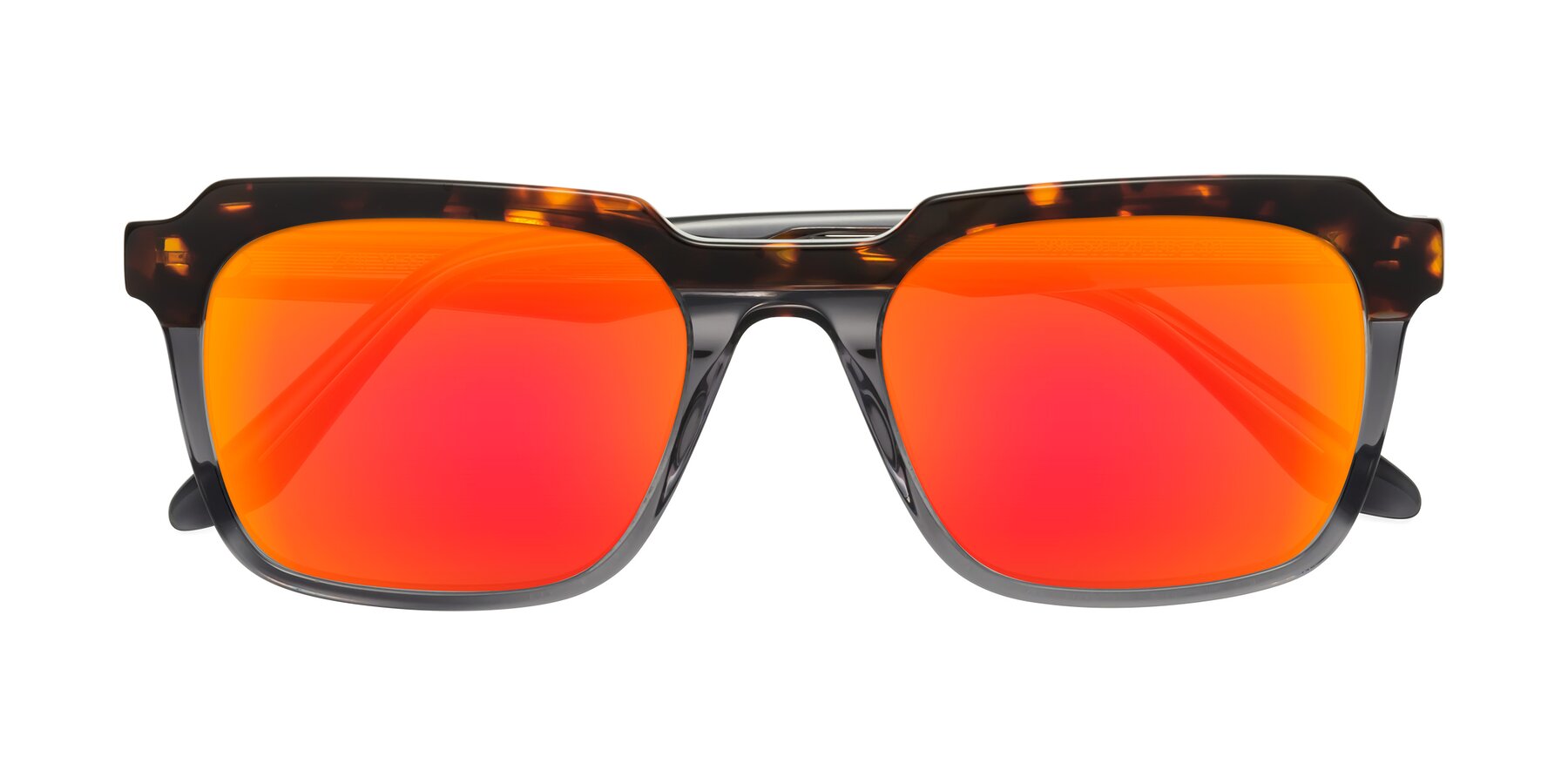 Folded Front of Zell in Tortoise/Gray with Red Gold Mirrored Lenses