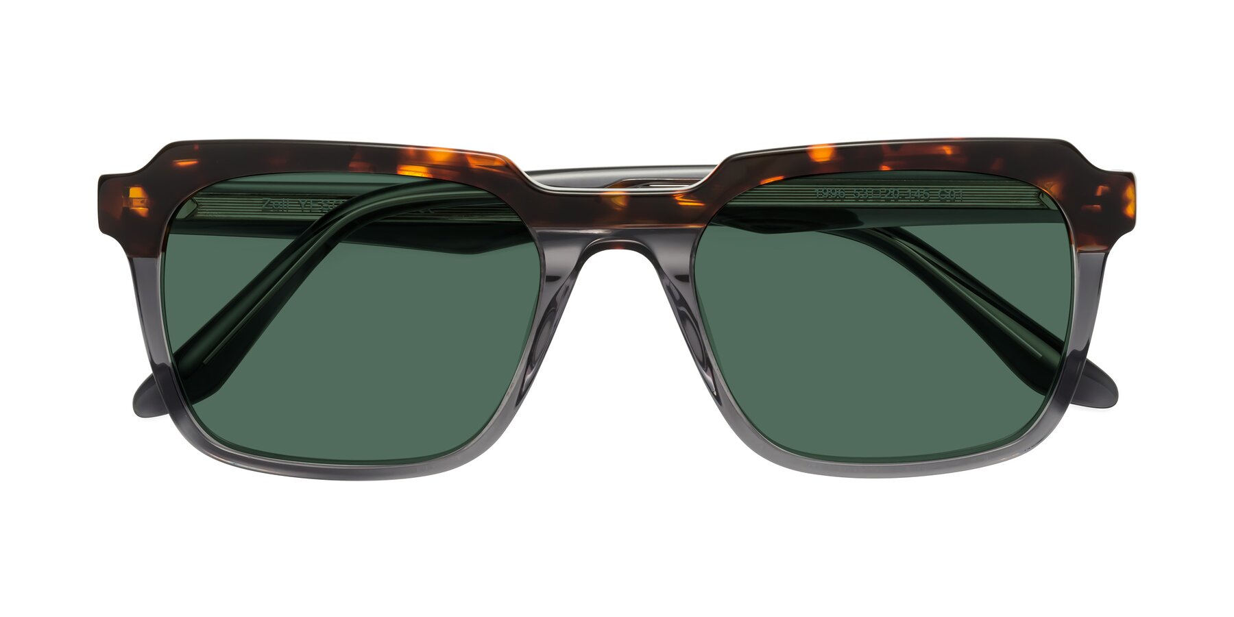 Folded Front of Zell in Tortoise/Gray with Green Polarized Lenses