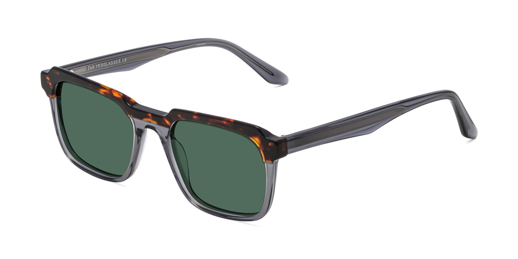 Angle of Zell in Tortoise/Gray with Green Polarized Lenses