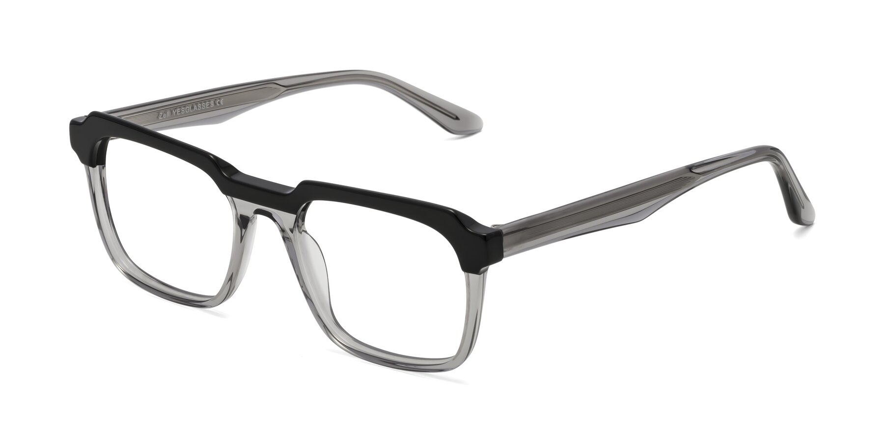 Angle of Zell in Black-Gray with Clear Eyeglass Lenses