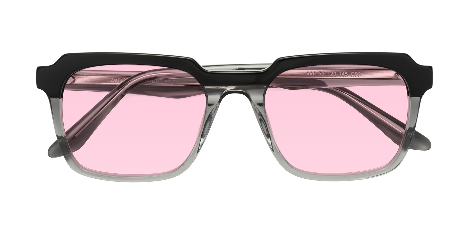 Folded Front of Zell in Black-Gray with Light Pink Tinted Lenses