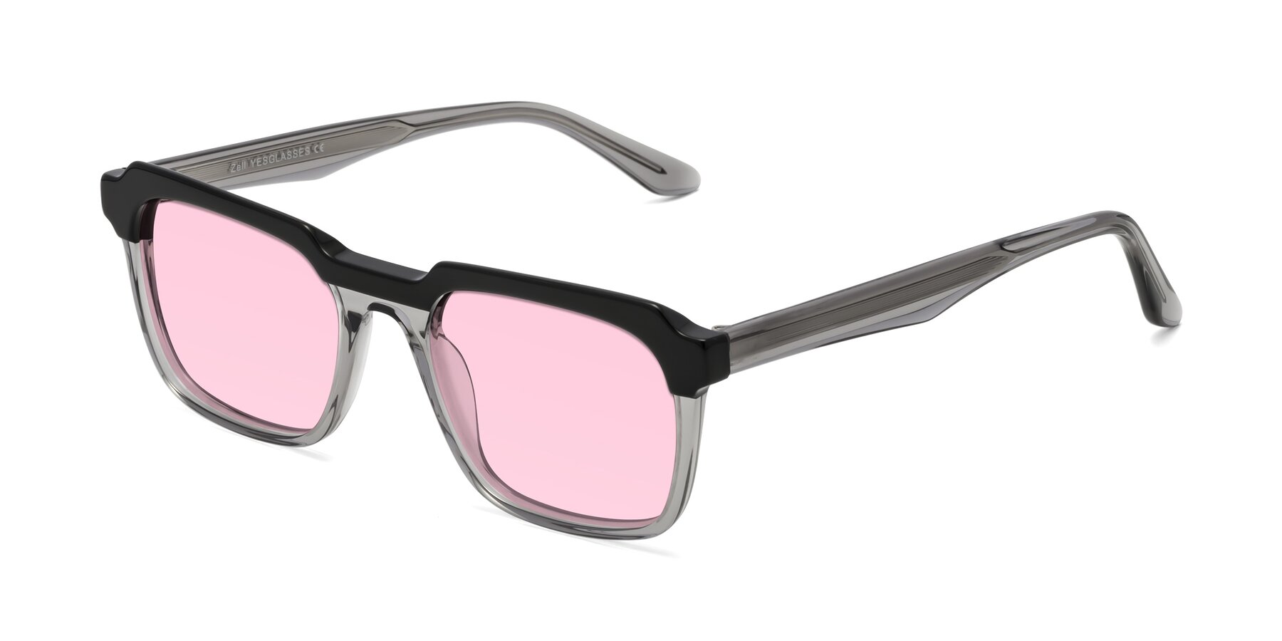 Angle of Zell in Black-Gray with Light Pink Tinted Lenses