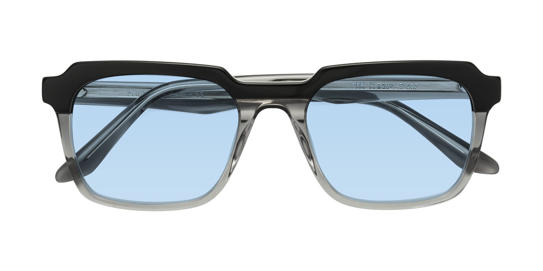 Folded Front of Zell in Black-Gray with Light Blue Tinted Lenses