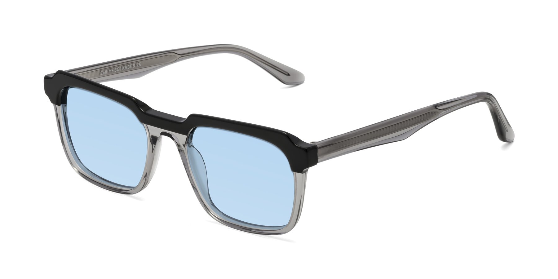 Angle of Zell in Black-Gray with Light Blue Tinted Lenses