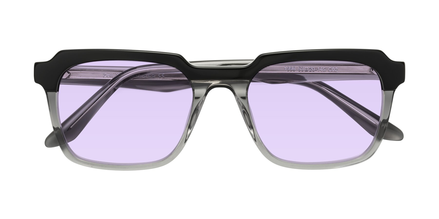 Folded Front of Zell in Black-Gray with Light Purple Tinted Lenses