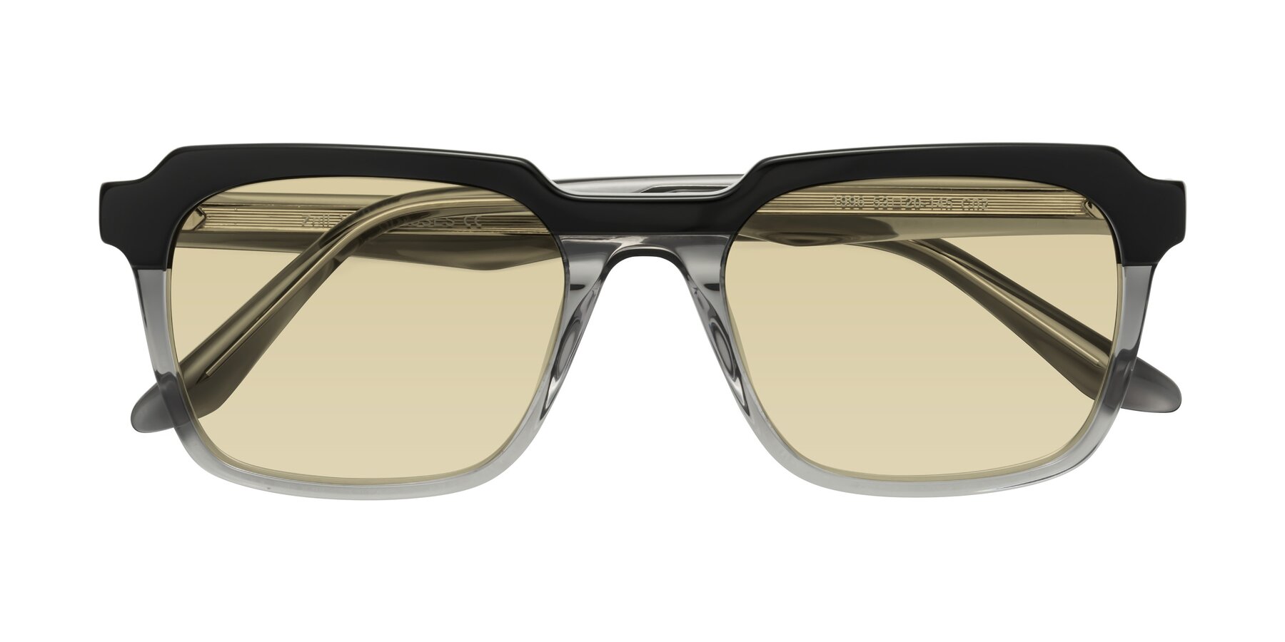 Folded Front of Zell in Black-Gray with Light Champagne Tinted Lenses