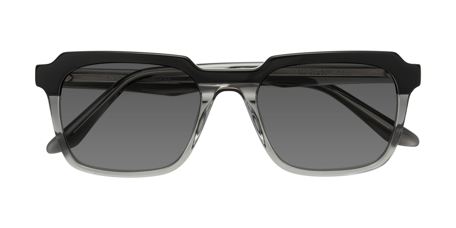 Folded Front of Zell in Black-Gray with Medium Gray Tinted Lenses
