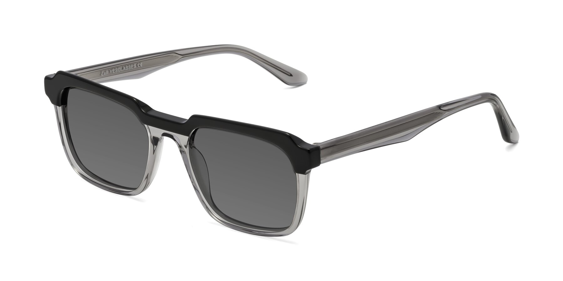 Angle of Zell in Black-Gray with Medium Gray Tinted Lenses