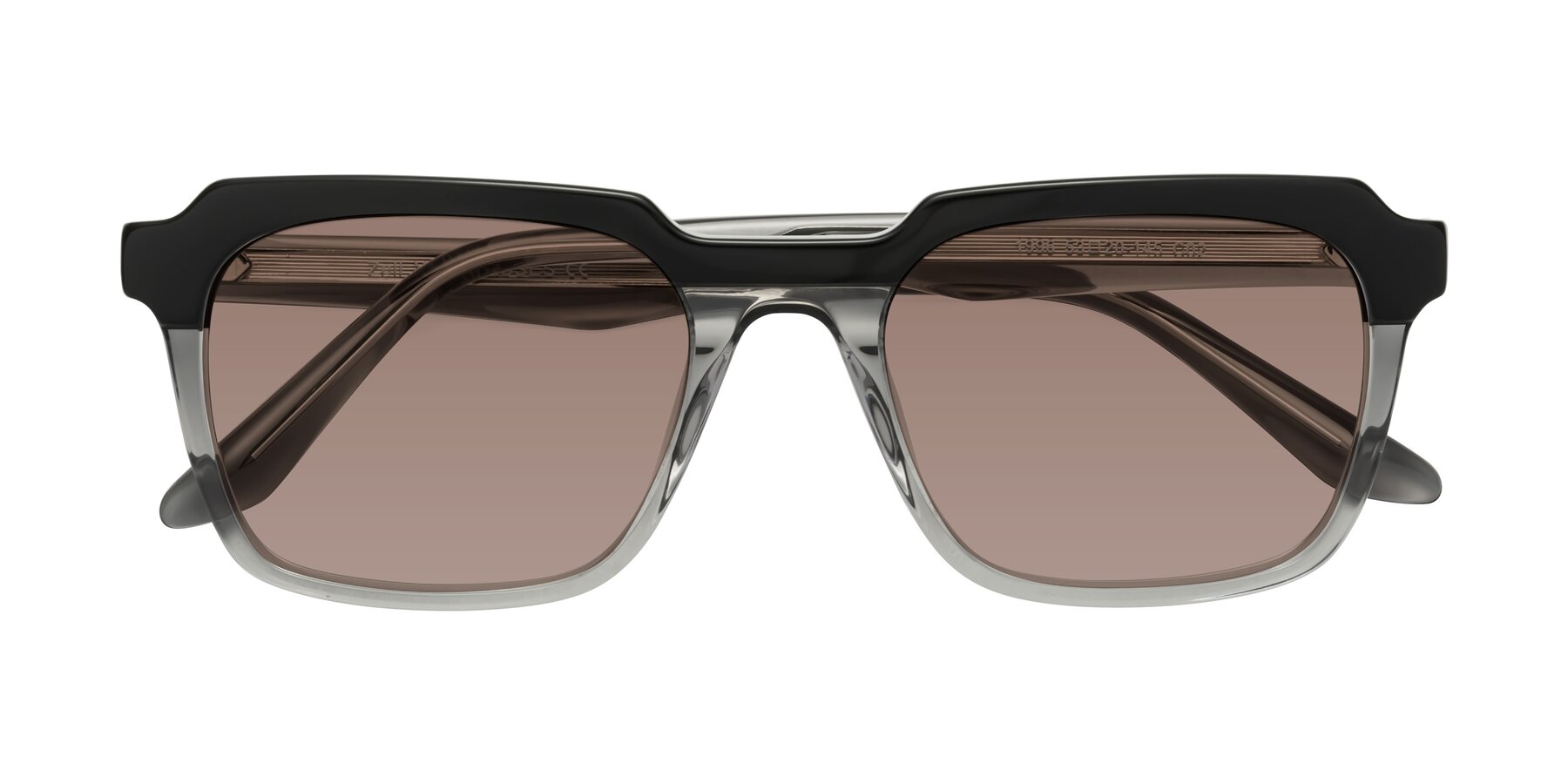 Folded Front of Zell in Black-Gray with Medium Brown Tinted Lenses