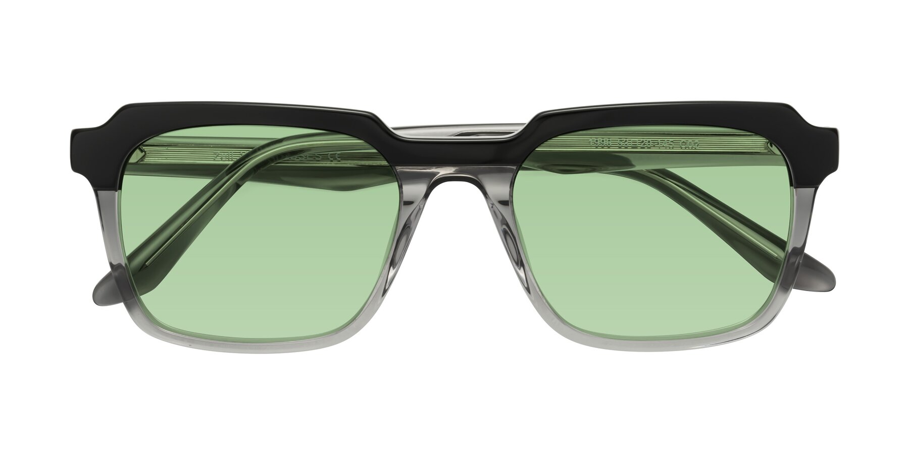 Folded Front of Zell in Black-Gray with Medium Green Tinted Lenses