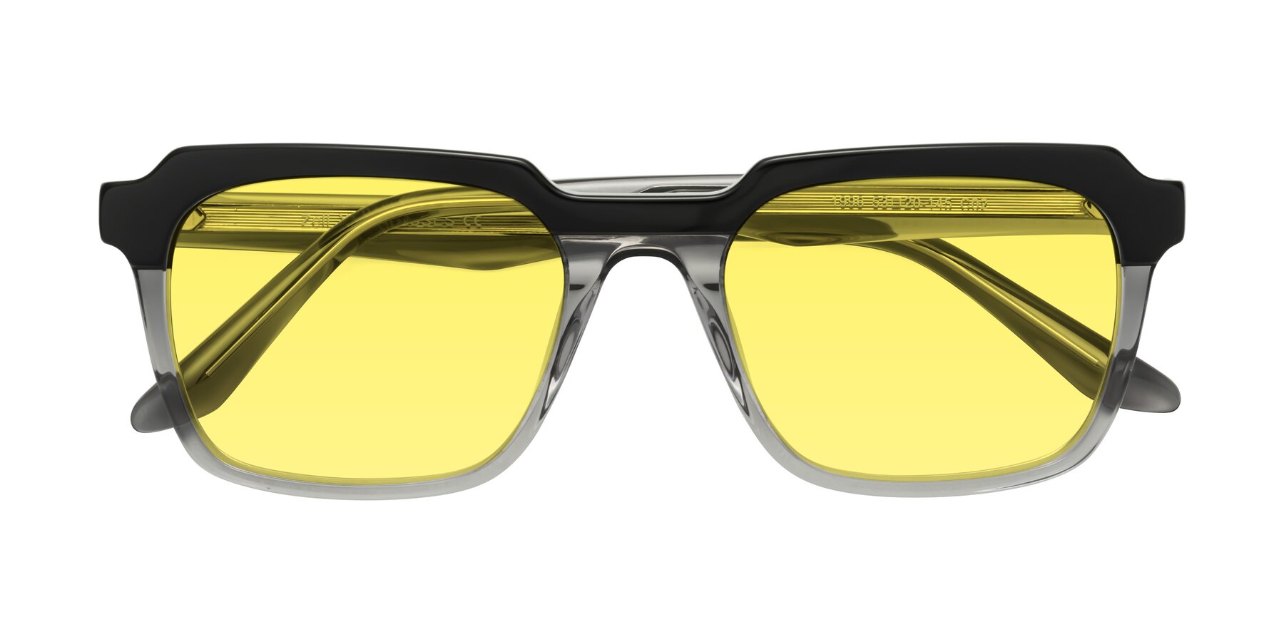 Folded Front of Zell in Black-Gray with Medium Yellow Tinted Lenses