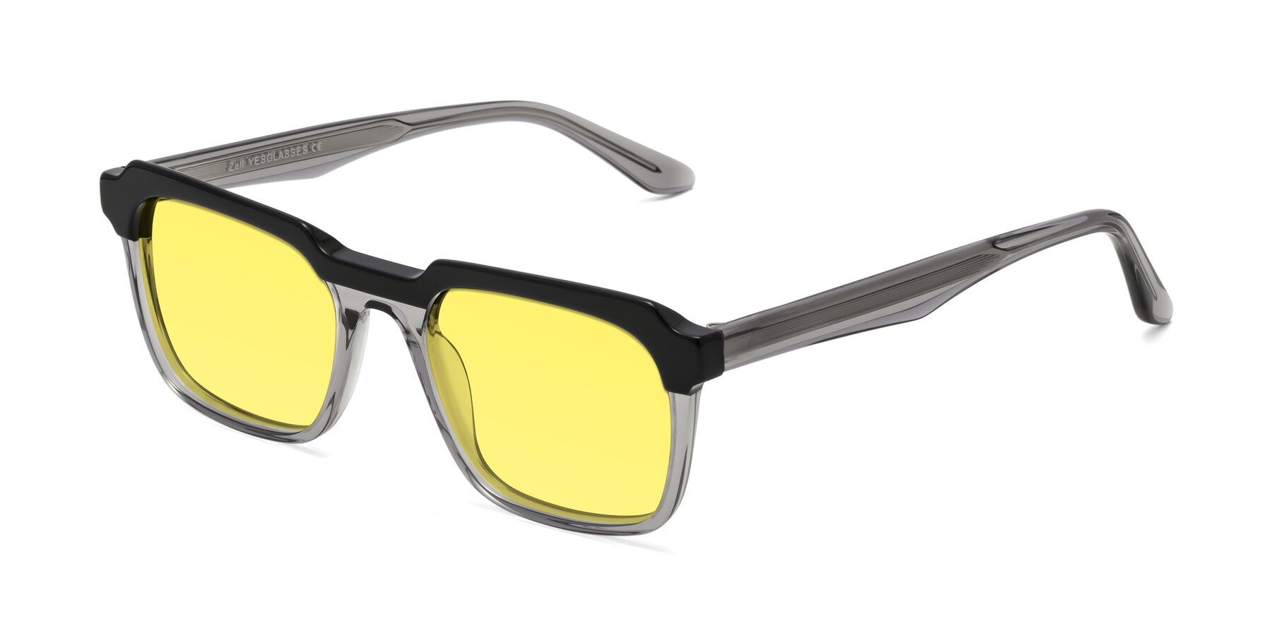 Angle of Zell in Black-Gray with Medium Yellow Tinted Lenses