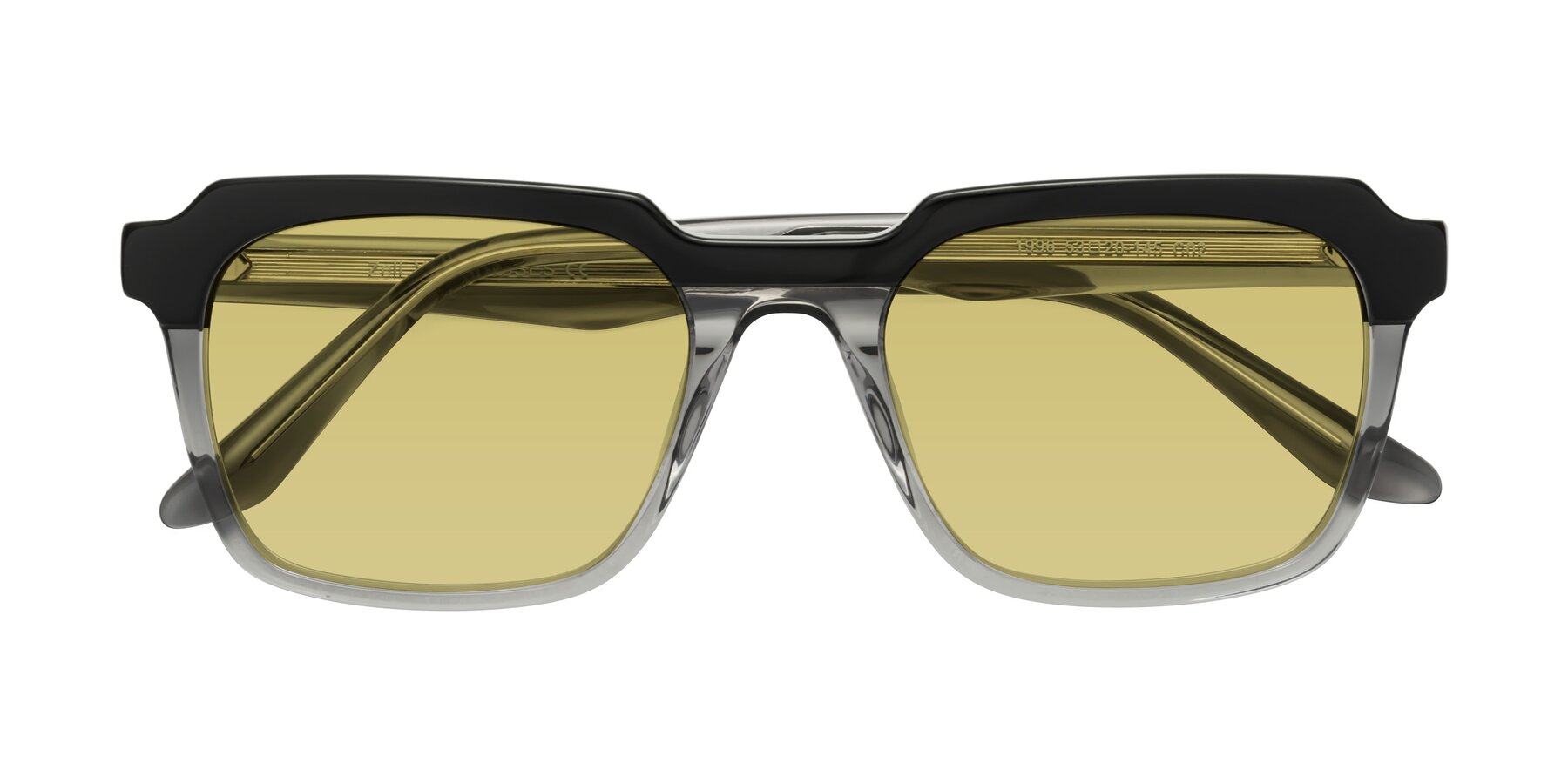 Folded Front of Zell in Black-Gray with Medium Champagne Tinted Lenses