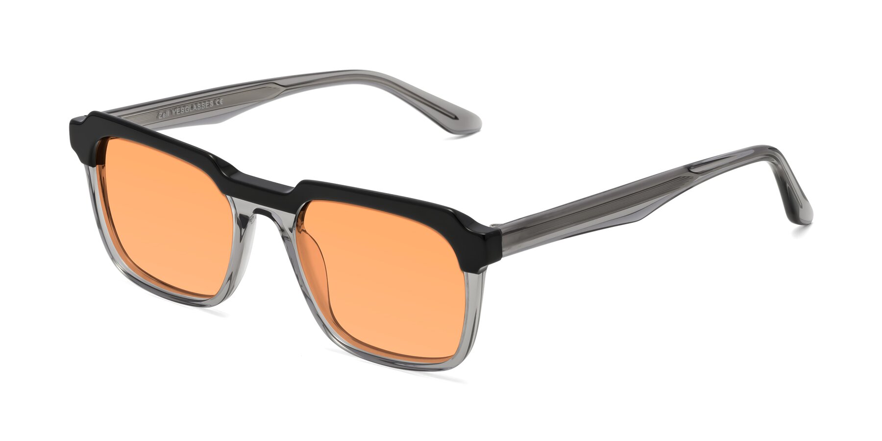 Angle of Zell in Black-Gray with Medium Orange Tinted Lenses