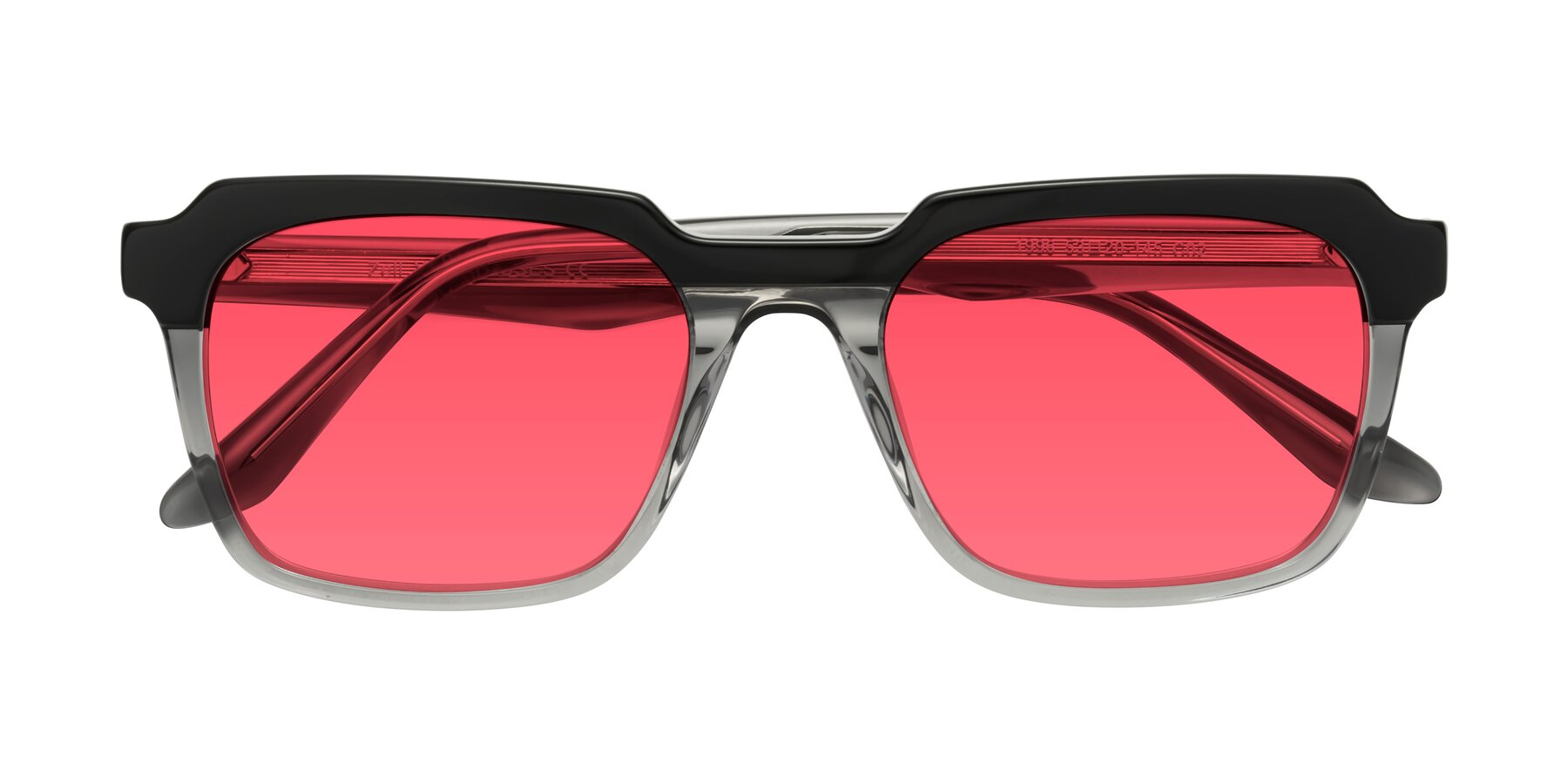 Folded Front of Zell in Black-Gray with Red Tinted Lenses