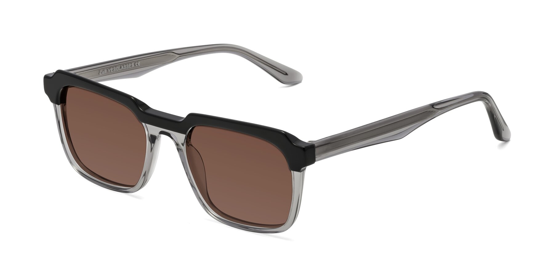 Angle of Zell in Black-Gray with Brown Tinted Lenses