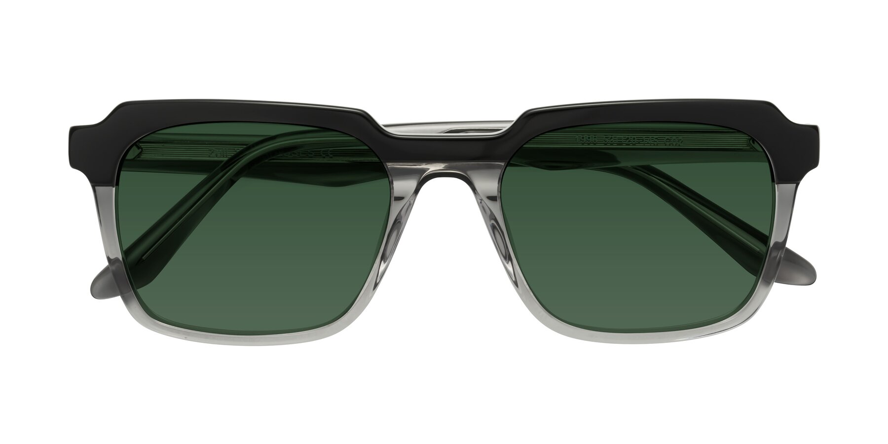 Folded Front of Zell in Black-Gray with Green Tinted Lenses