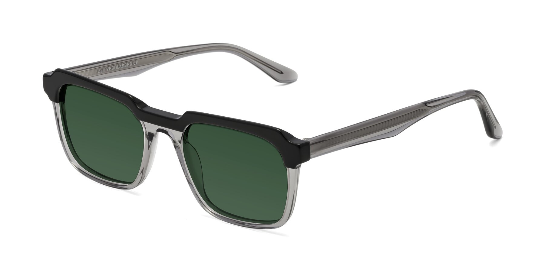 Angle of Zell in Black-Gray with Green Tinted Lenses