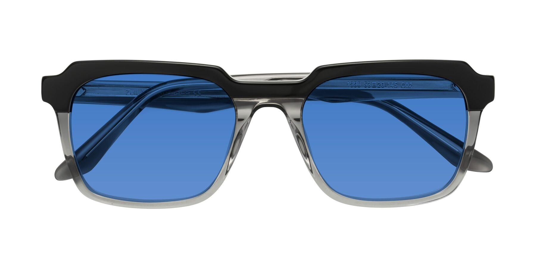 Folded Front of Zell in Black-Gray with Blue Tinted Lenses