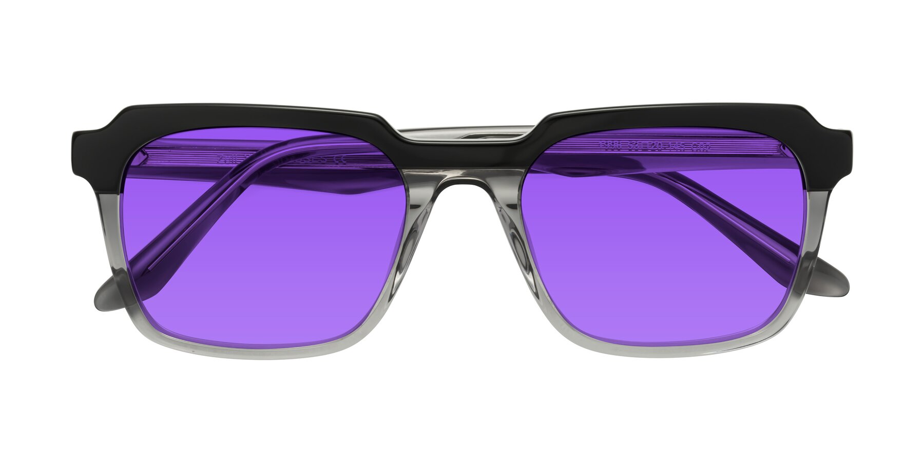 Folded Front of Zell in Black-Gray with Purple Tinted Lenses