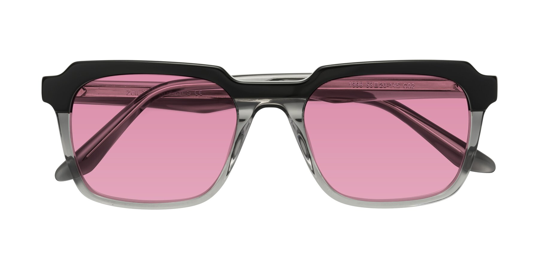 Folded Front of Zell in Black-Gray with Medium Wine Tinted Lenses