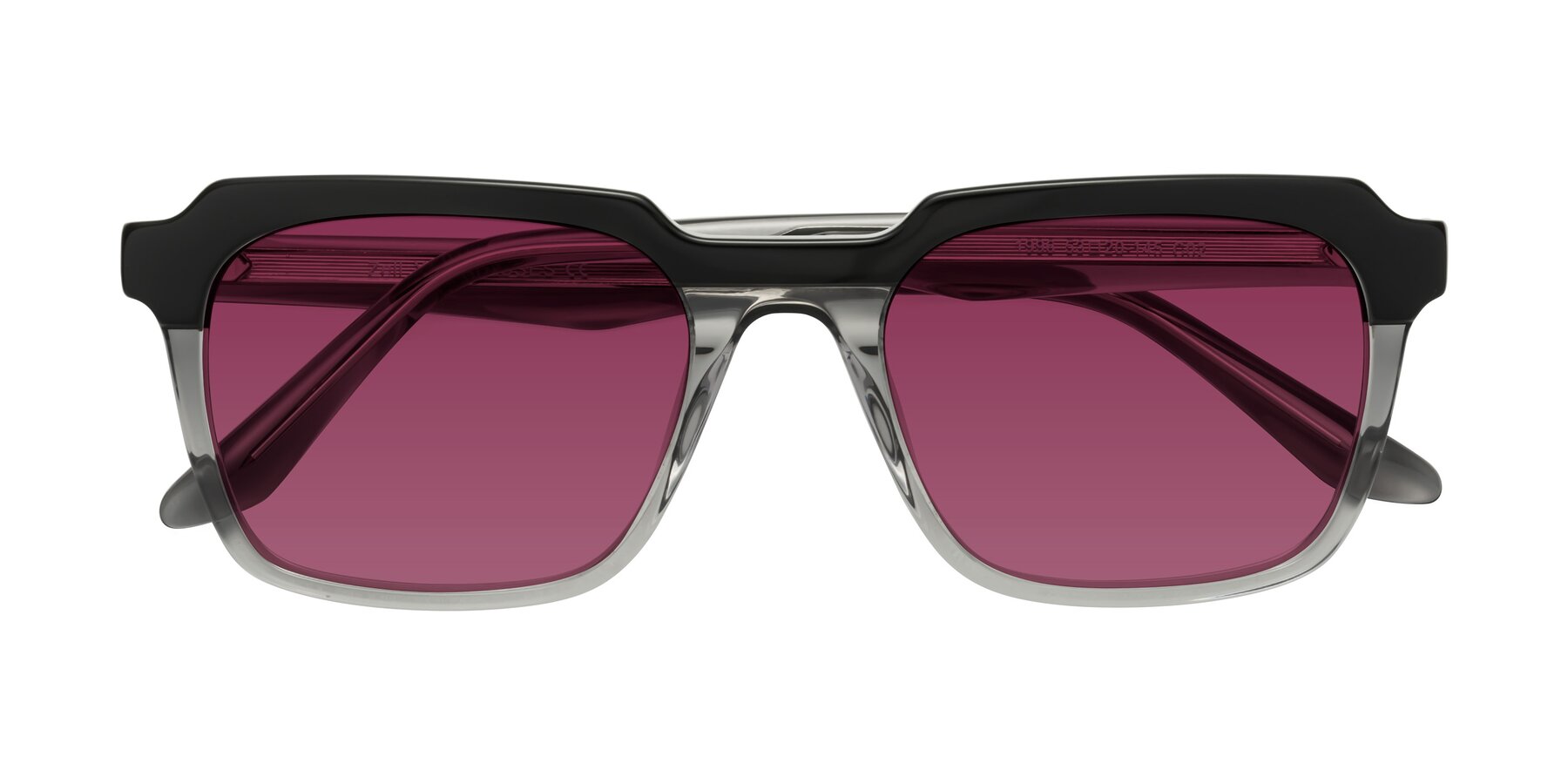 Folded Front of Zell in Black-Gray with Wine Tinted Lenses