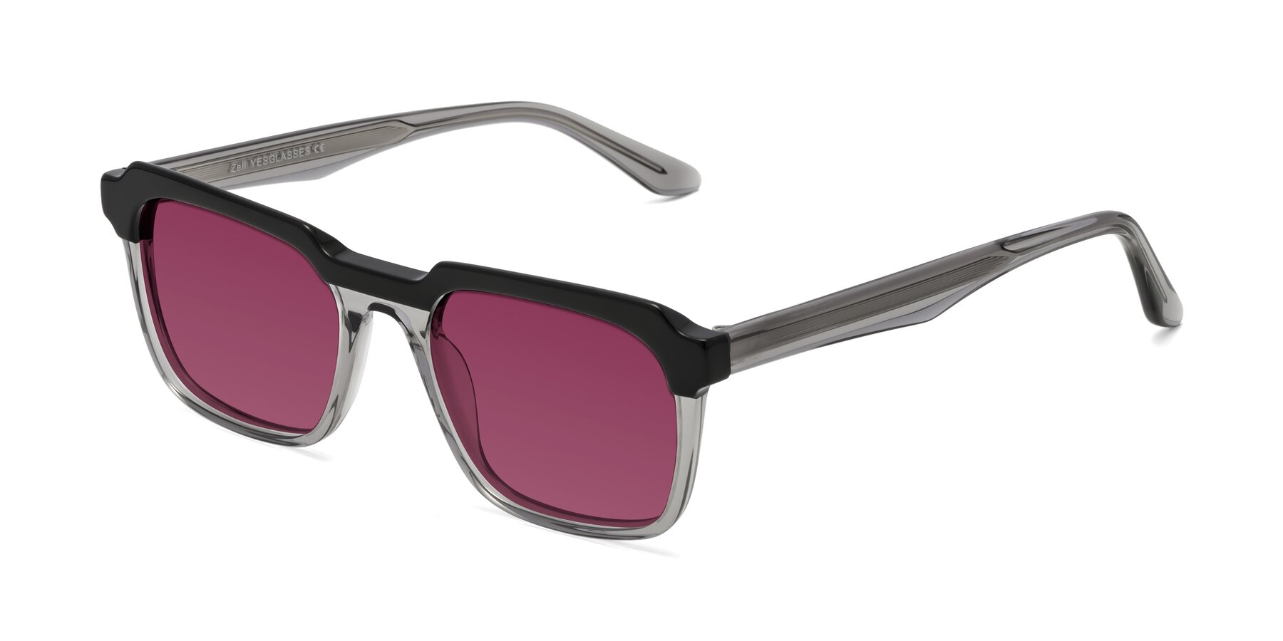 Angle of Zell in Black-Gray with Wine Tinted Lenses