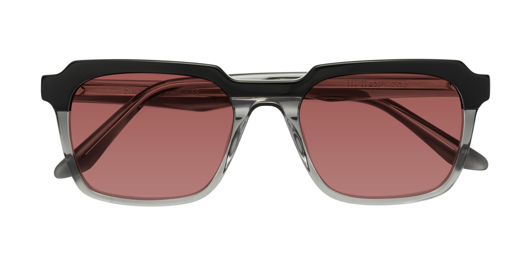 Folded Front of Zell in Black-Gray with Garnet Tinted Lenses