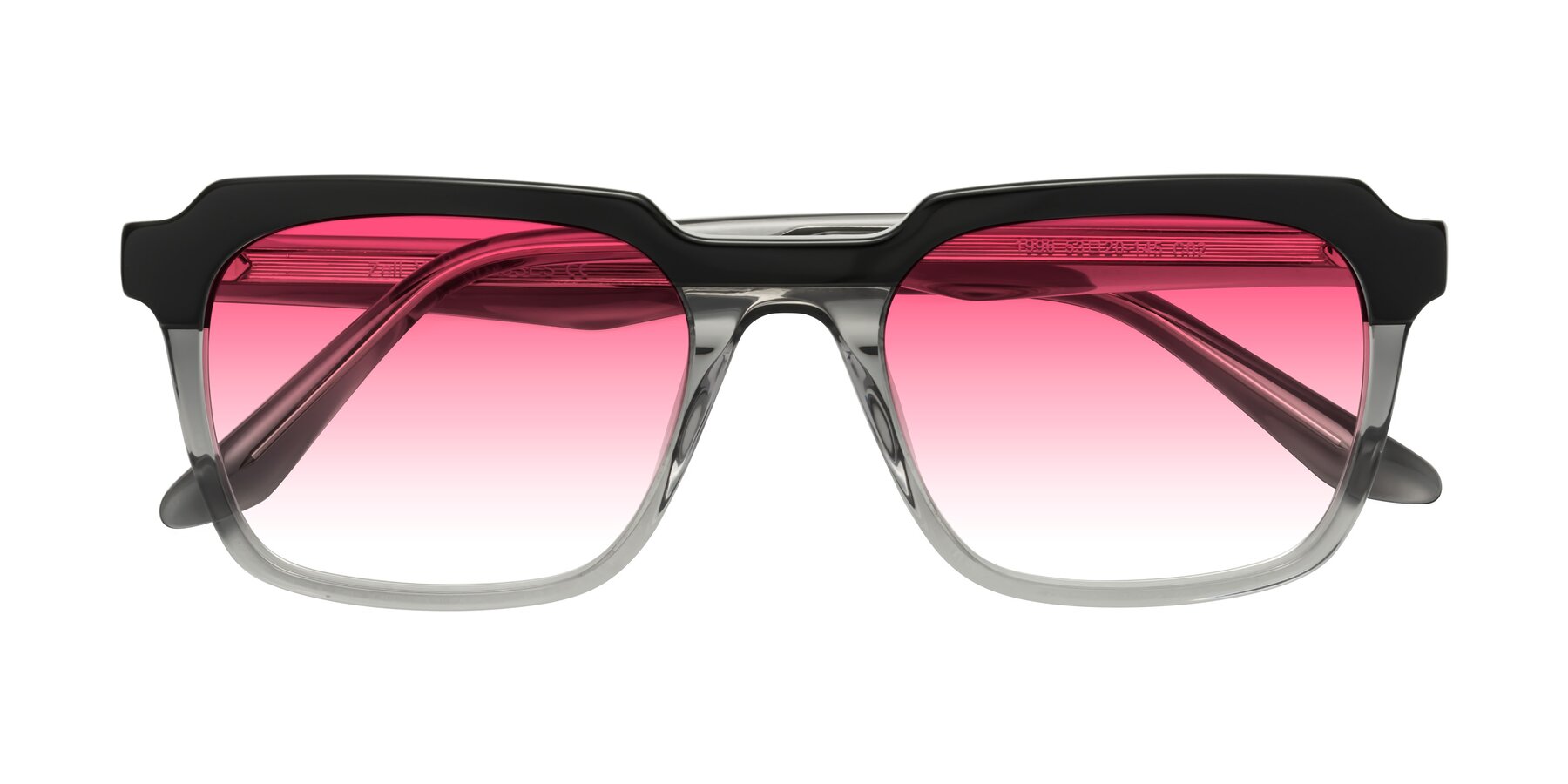 Folded Front of Zell in Black-Gray with Pink Gradient Lenses
