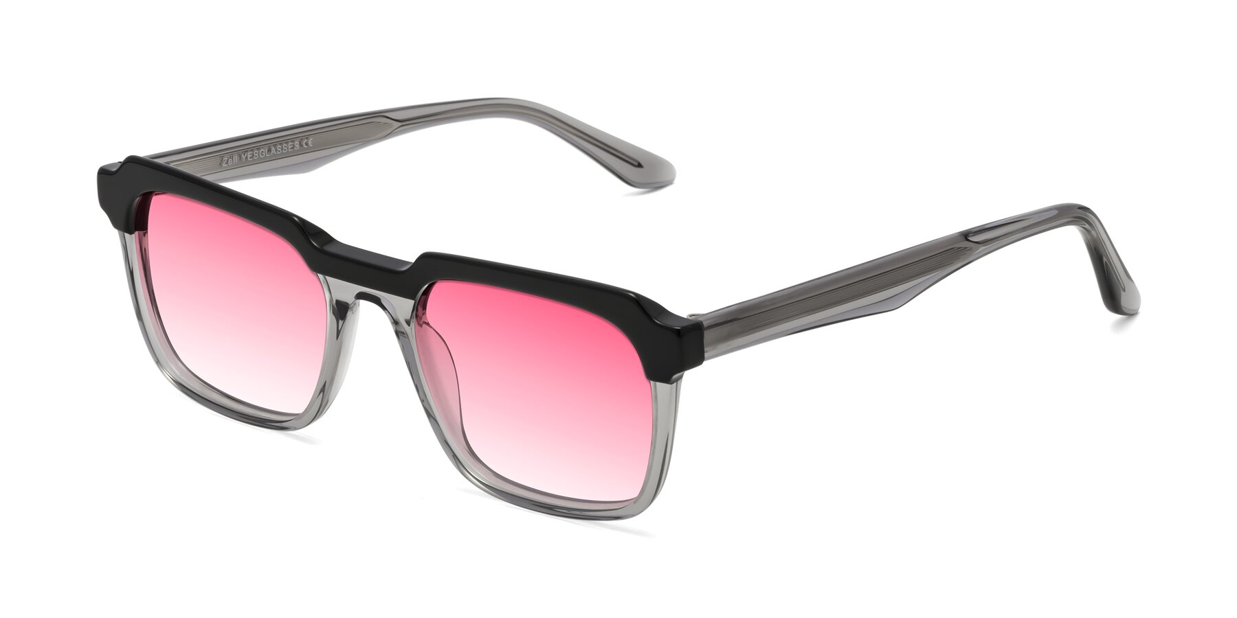 Angle of Zell in Black-Gray with Pink Gradient Lenses