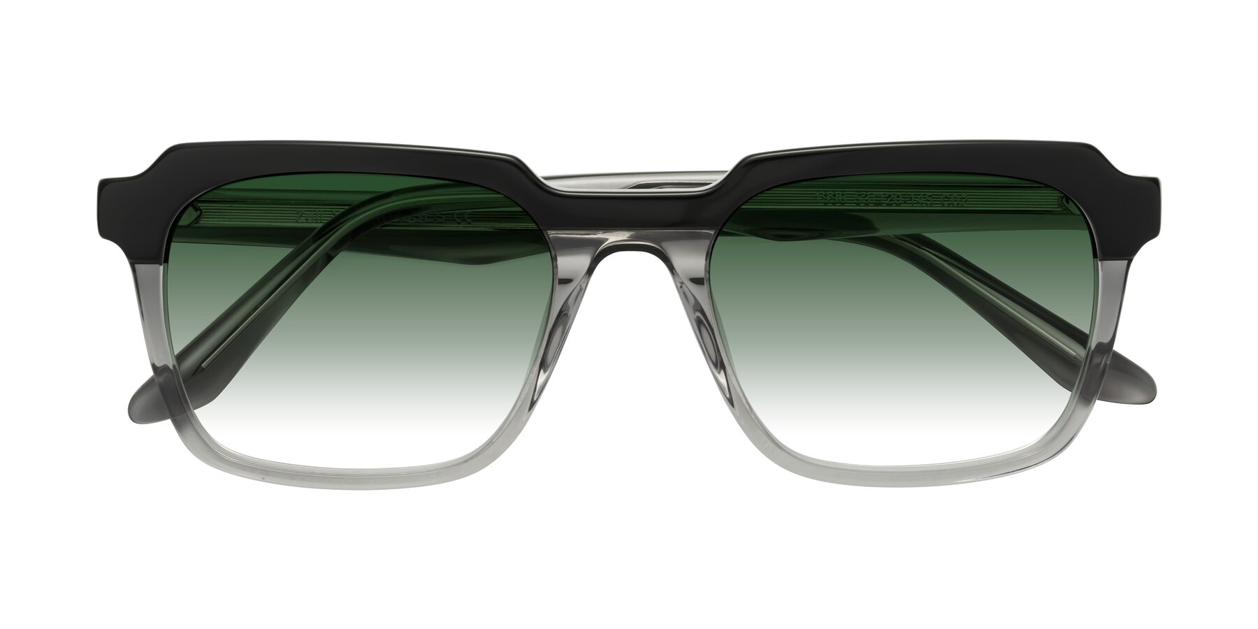 Folded Front of Zell in Black-Gray with Green Gradient Lenses