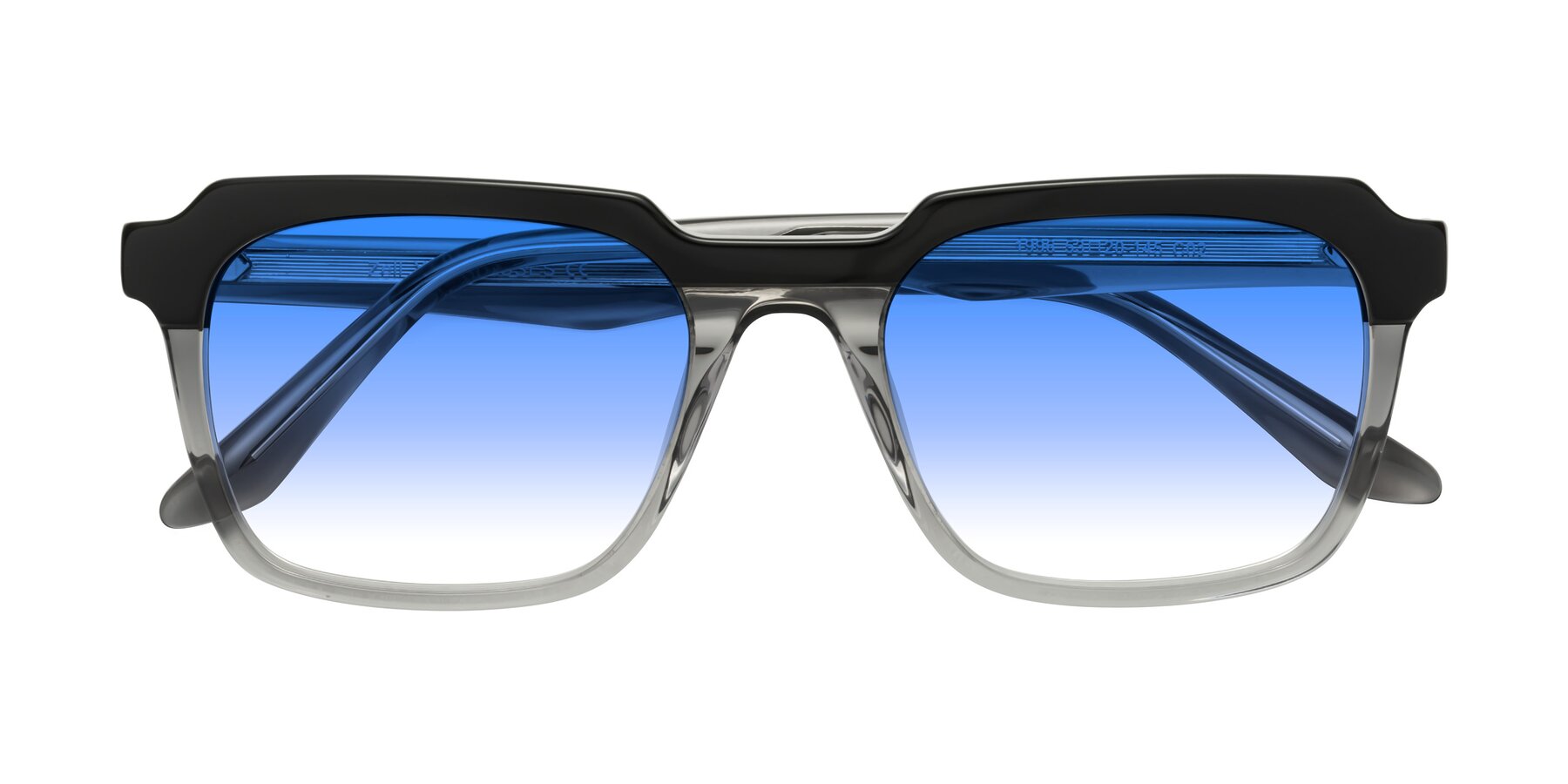 Folded Front of Zell in Black-Gray with Blue Gradient Lenses