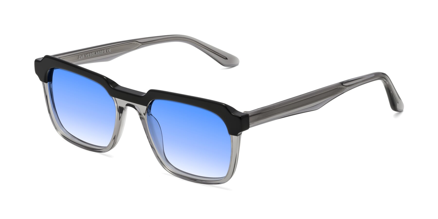 Angle of Zell in Black-Gray with Blue Gradient Lenses