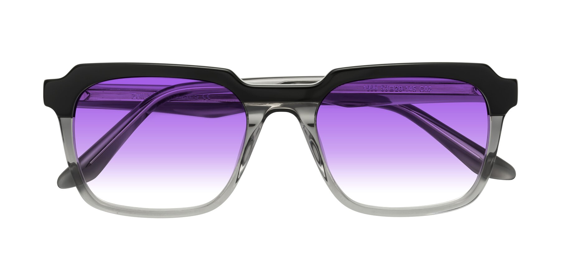 Folded Front of Zell in Black-Gray with Purple Gradient Lenses